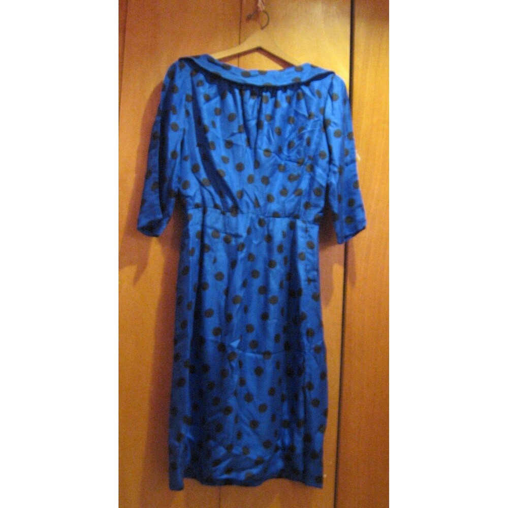 Vintage Blue Silk Polka-Dot Dress